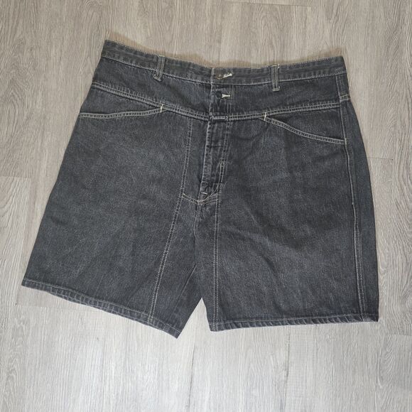 VTG Y2K Marithe Francois Girbaud Mens Black Jeans Short Size 40 Baggy - Picture 1 of 8